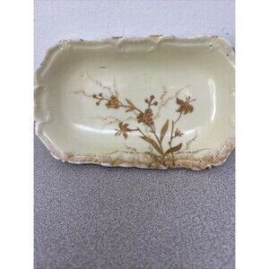 Limoges France Elite Vanity, Valet Tray 6.5” X 4”, Gold Tone Ivory Floral Design